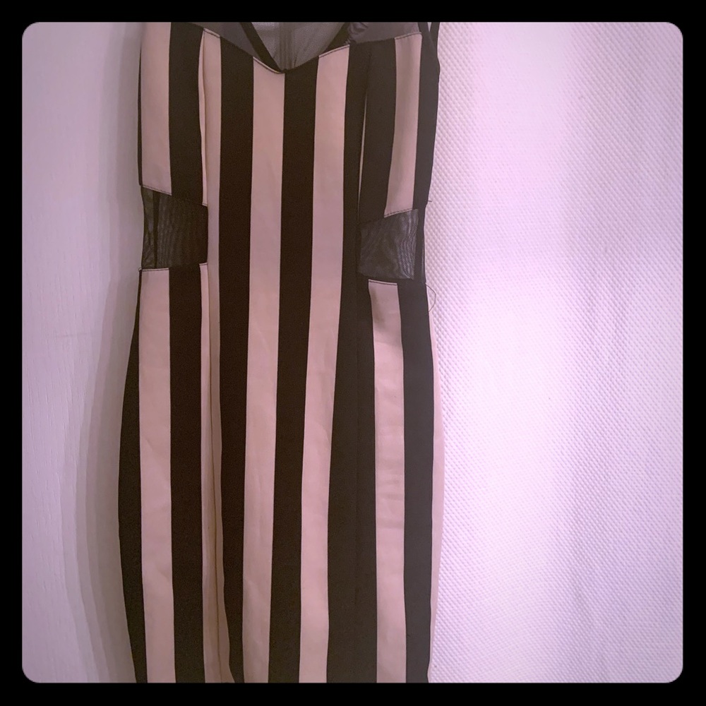 Wet seal tan and black stripe mini dress